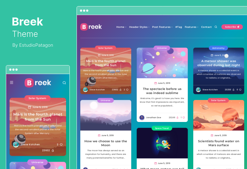 Tema Breek - Tema de alvenaria leve mínimo para WordPress