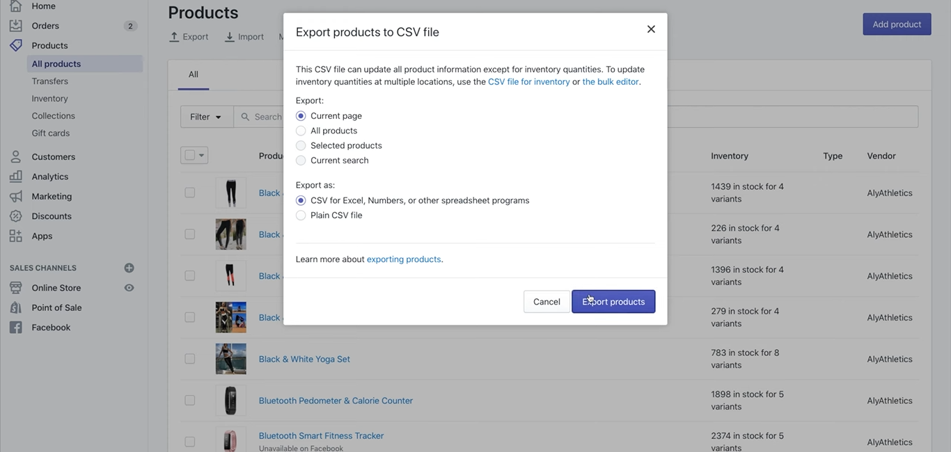 Shopify'dan ürünleri dışa aktar