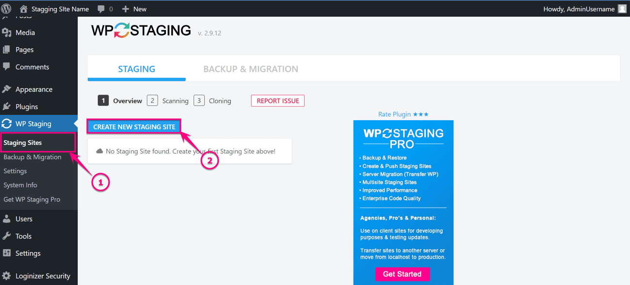 Creación de sitios de preparación de WordPress con el complemento de preparación de WP