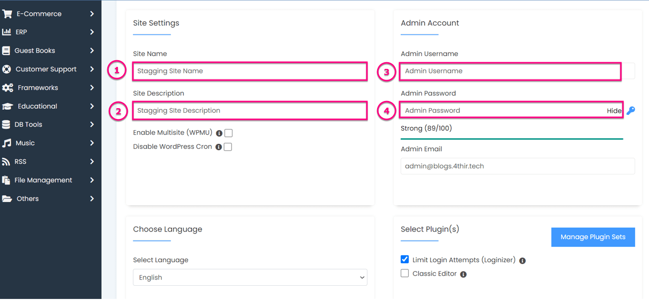 Configuración para configurar el entorno de ensayo