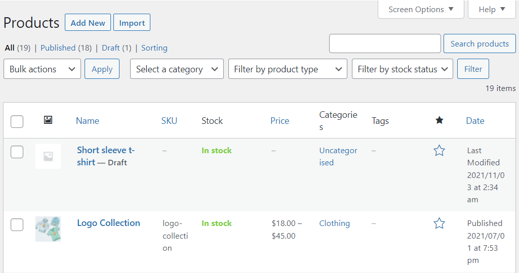 قائمة بمنتجات WooCommerce