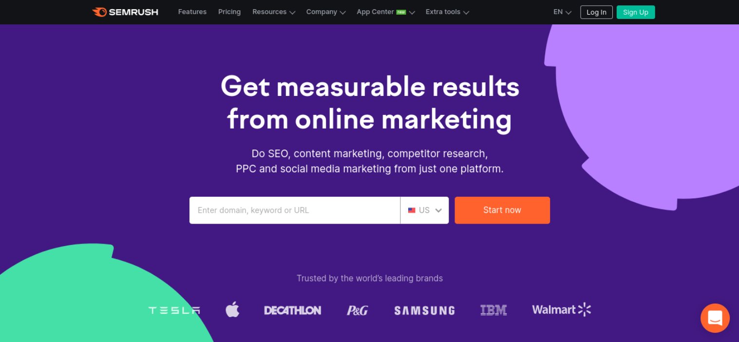 Semrush web sitesi.
