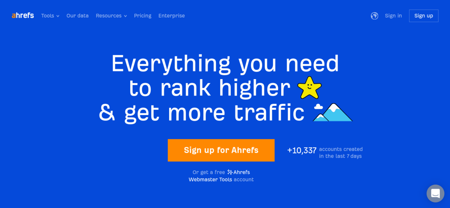 Ahrefs'in web sitesi.