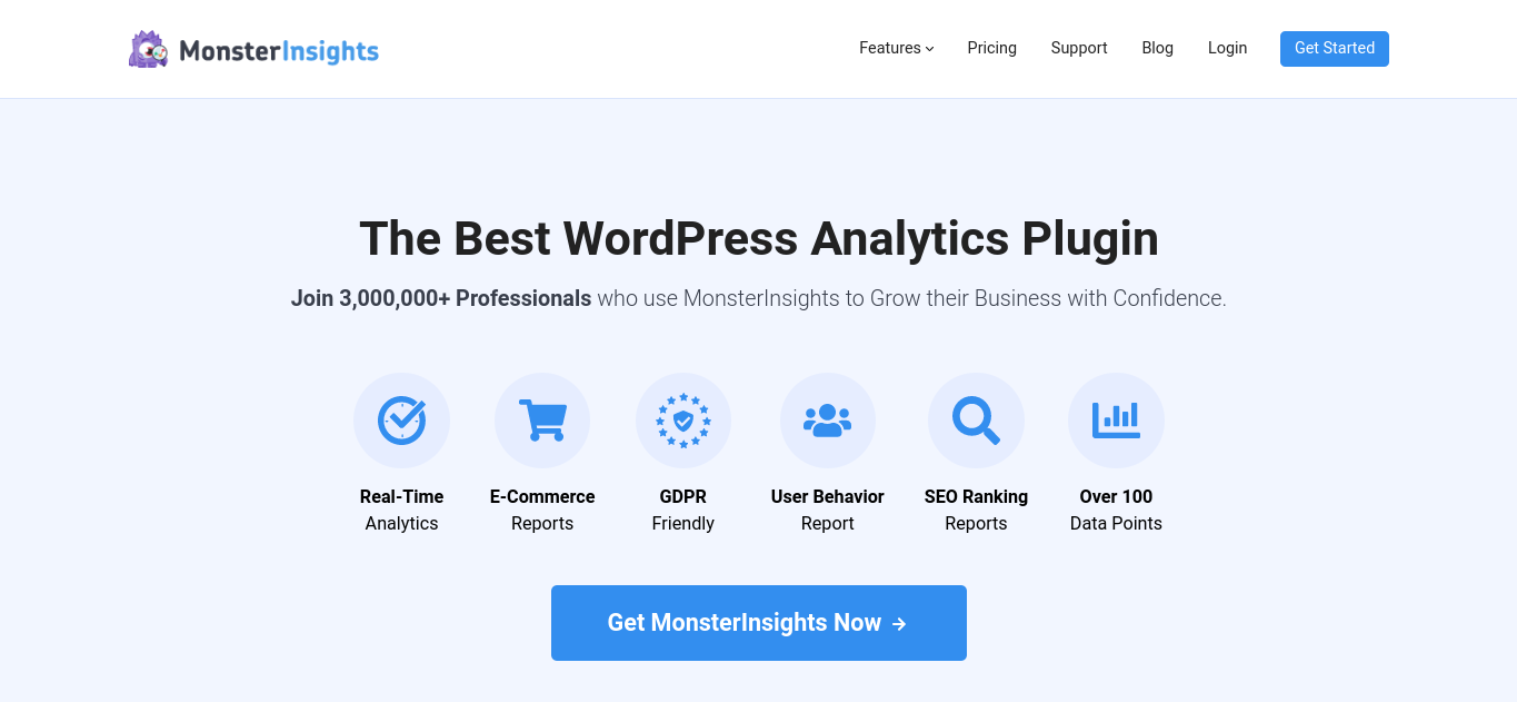 MonsterInsights web sitesi.