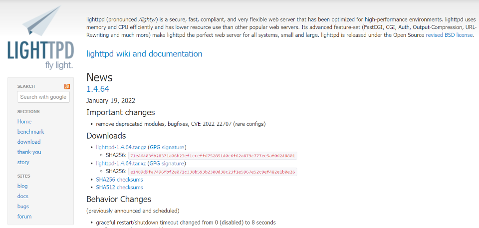 Perangkat lunak server web Lighttpd.