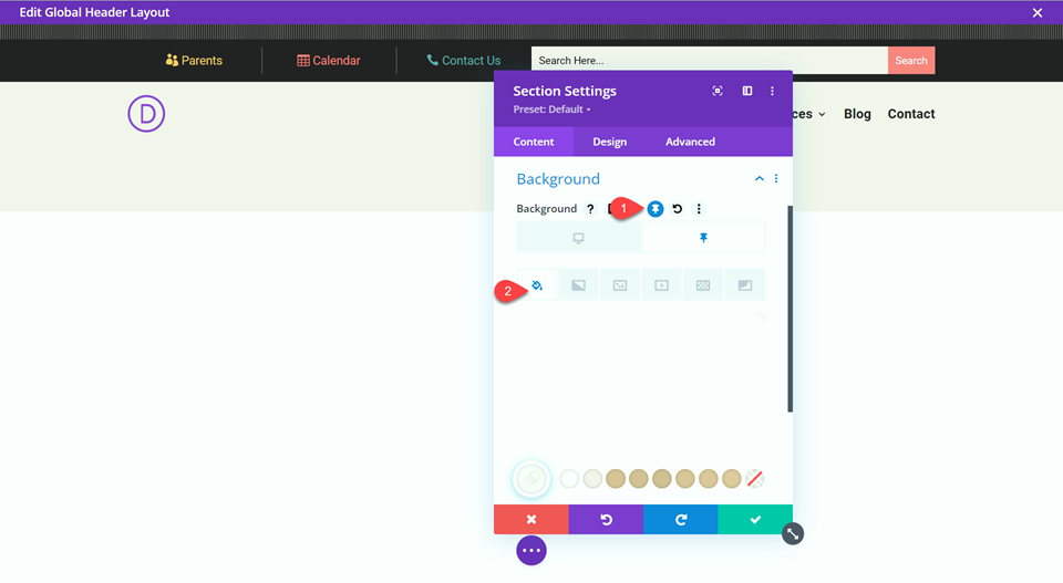 Divi 响应式徽标全宽菜单粘性背景