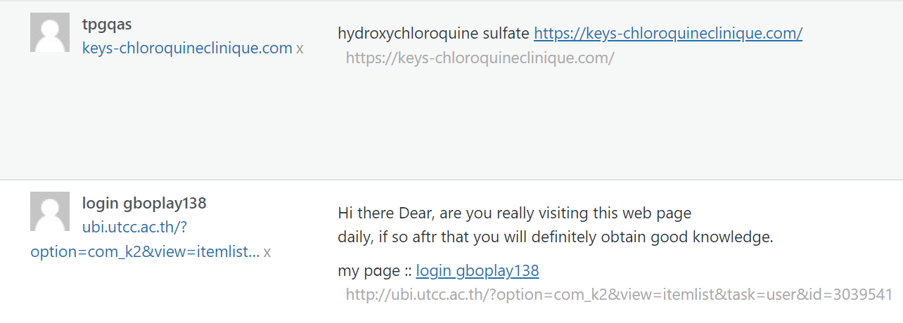 Commentaires de spam dans WordPress