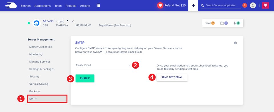 使用 Elastic 配置 Cloudways SMTP