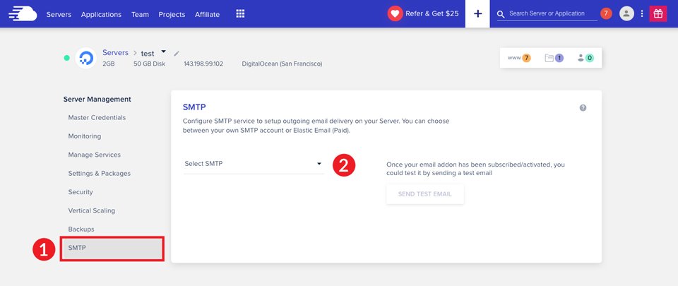 选择 Cloudways SMTP