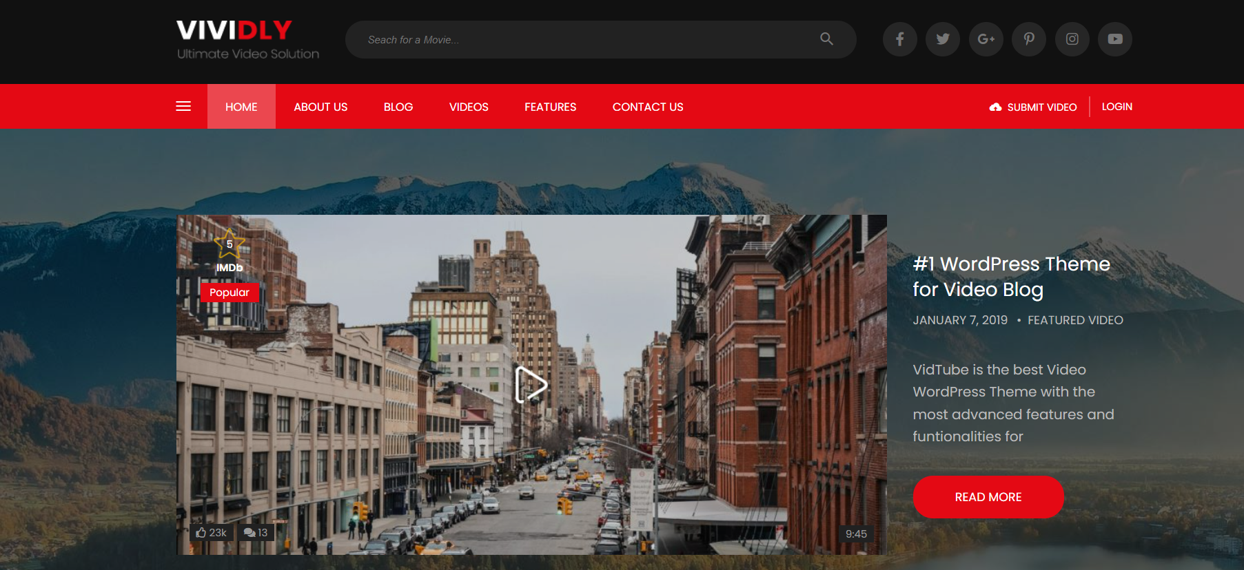 tema wordpress del blog di viaggio vividamente video