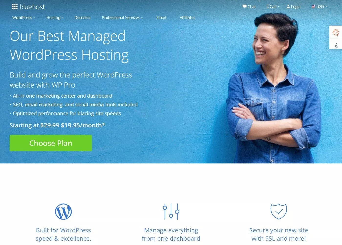 Alojamiento de WordPress administrado por Bluehost