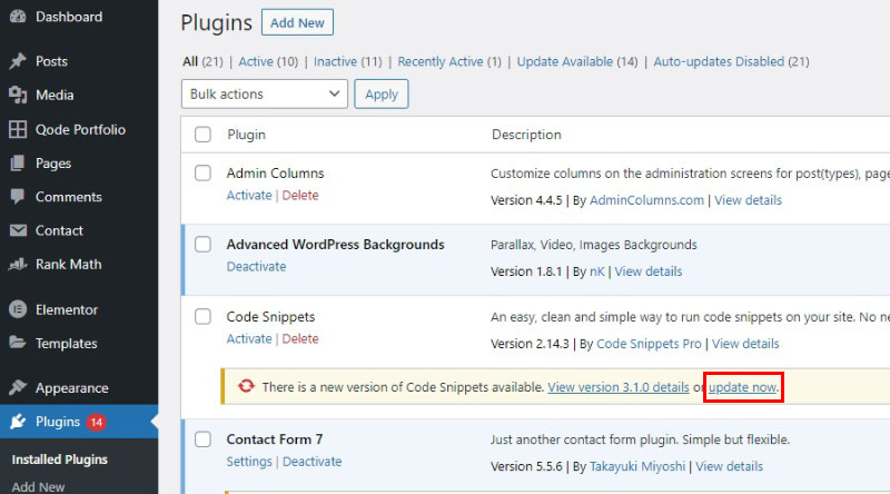 Cómo limpiar su sitio web de WordPress 2 Update plugins now