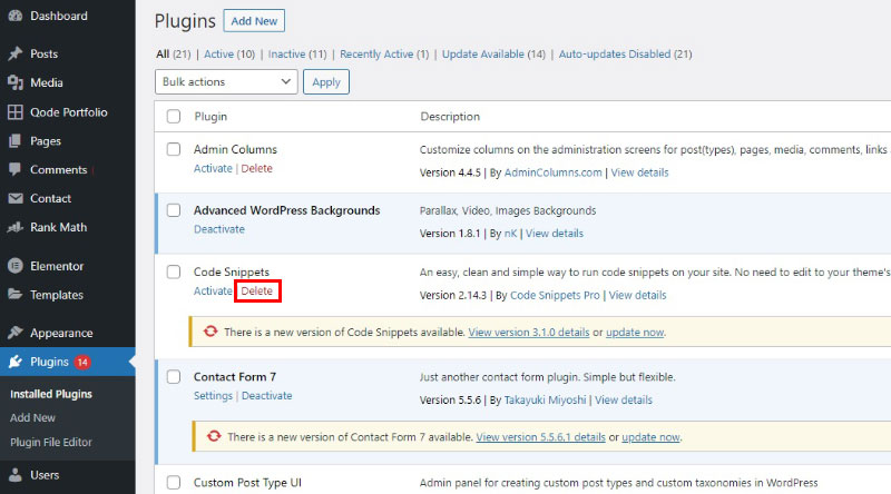 Cómo limpiar su sitio web de WordPress 4 Delete Unused Plugins