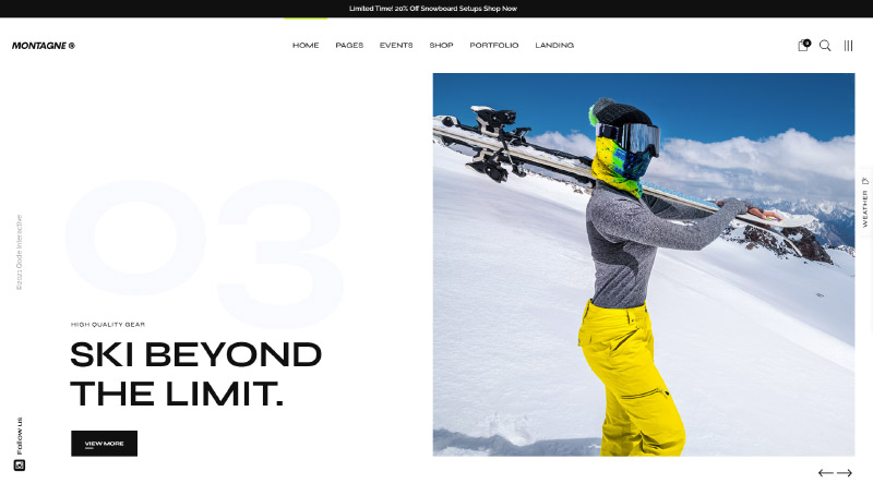 Los 15 mejores ejemplos de inspiración para el diseño de sitios web deportivos 18 Montagne WordPress Theme