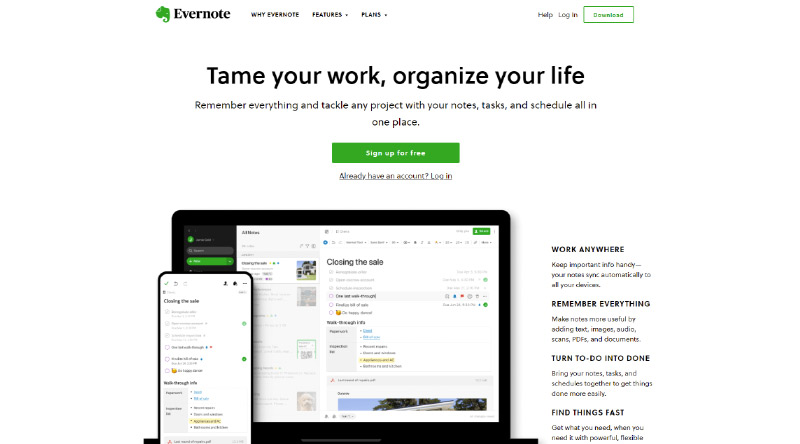 10 migliori esempi di siti Web aziendali a cui ispirarsi 6 Evernote