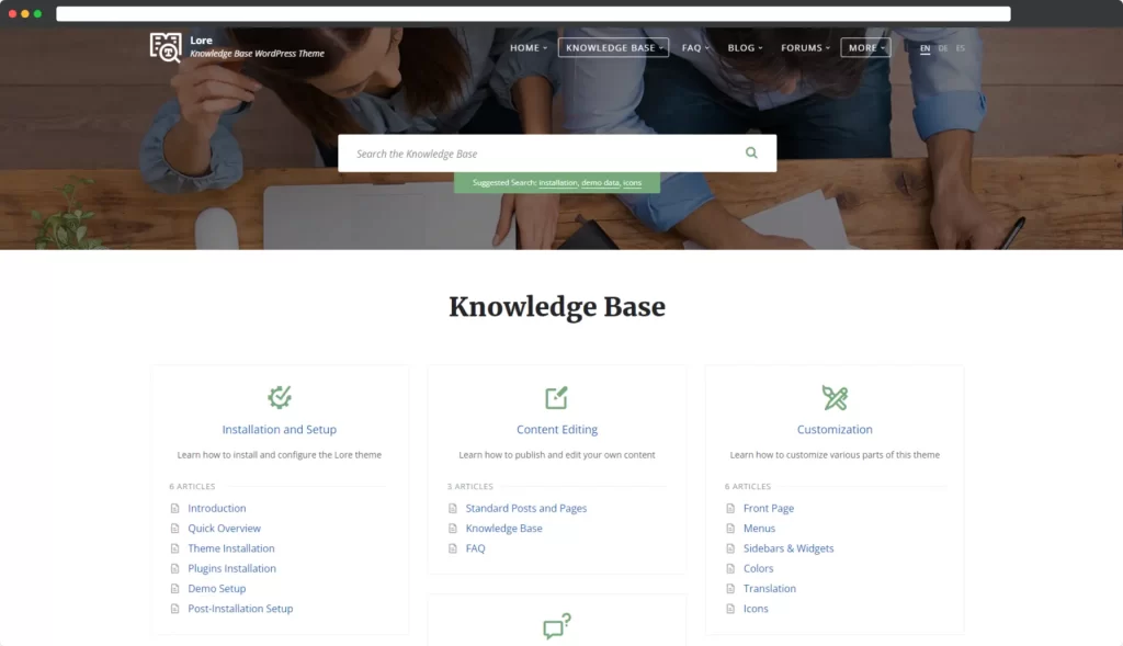 Lore - 优雅的知识库 WordPress 主题