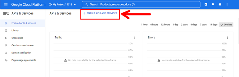 Activați API și Servicii