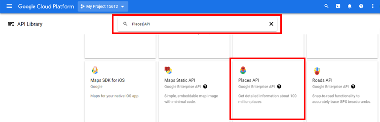 API-ul Searching Places