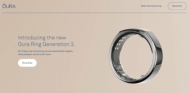 oura-product-landing-page-example-SeedProd eCommerce landing page example