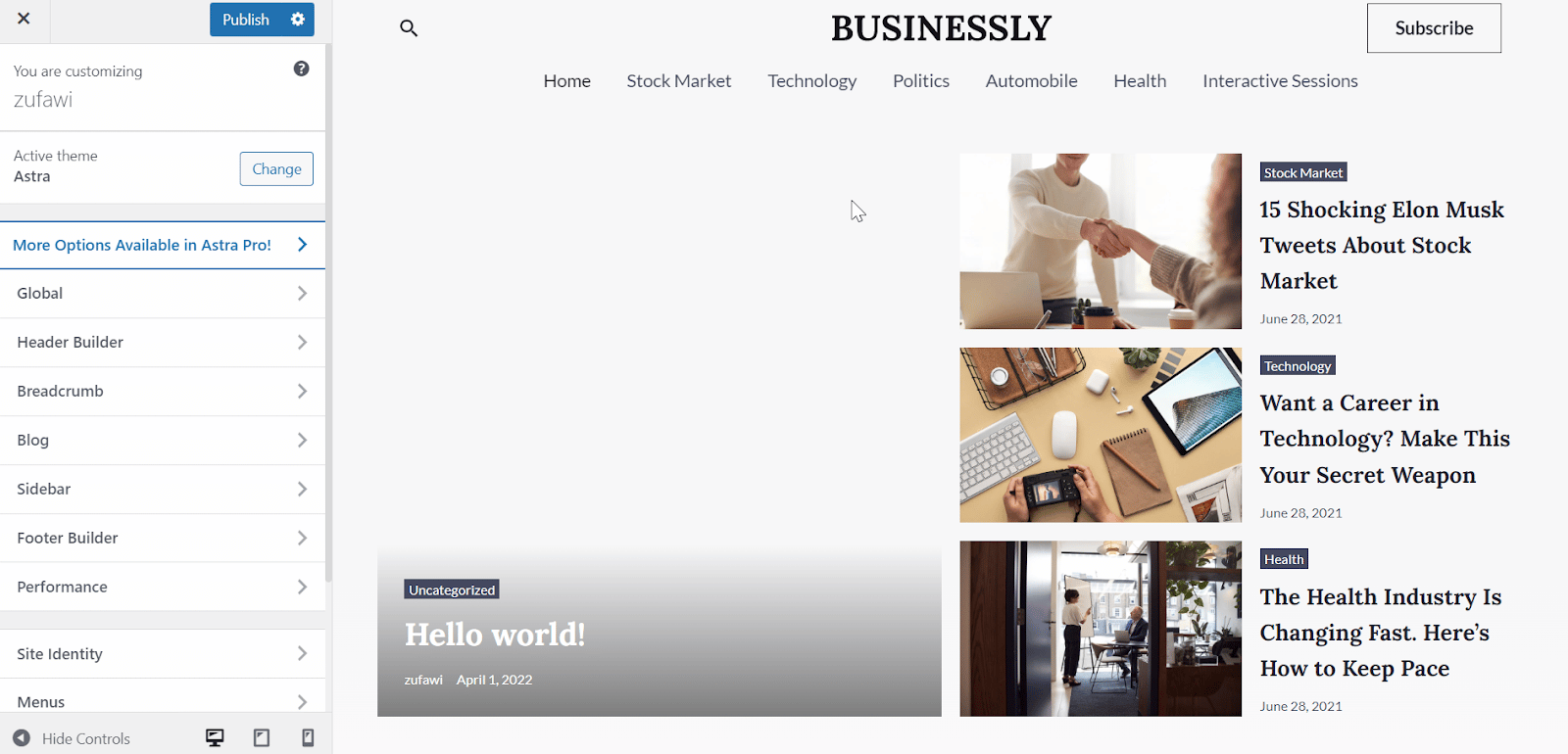 Aby dostosować swoją witrynę How To Start a Blog