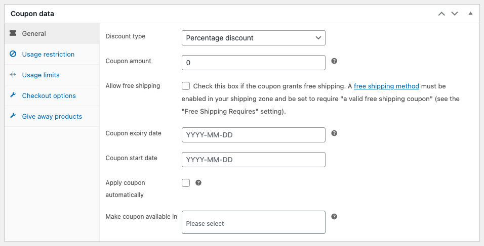 Allgemeine Einstellungen mit der Basisversion von Smart Coupons für WooCommerce