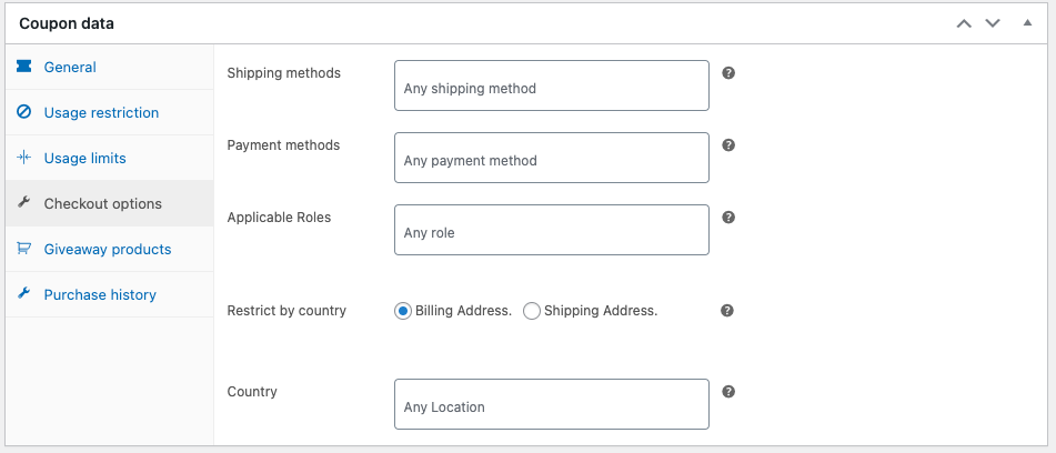 Smart Coupon Checkout-Optionen