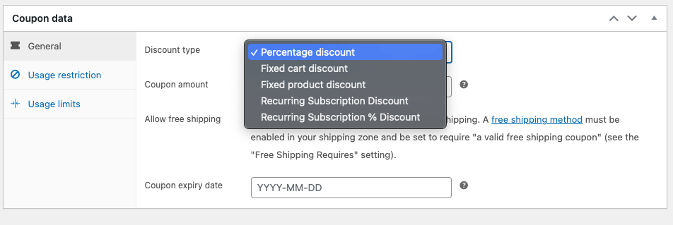 Rabattarten für WooCommerce-Gutscheine
