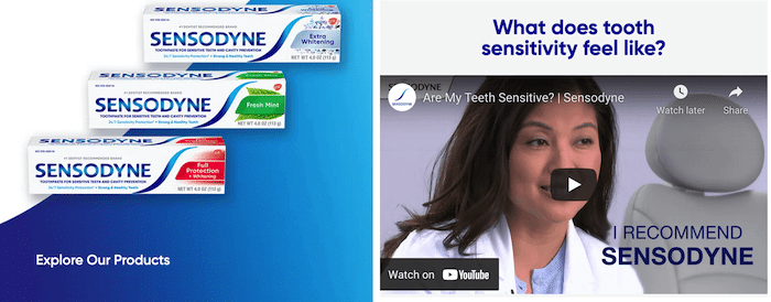 Film na YouTube z ekspertem branżowym Sensodyne.