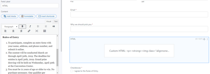 Edytuj blok HTML w formularzu zgłoszeniowym do konkursu online