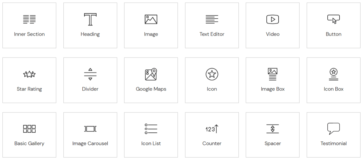 Elementor vs Elementor Pro: uma comparação detalhada 1 Elementor Free Widgets