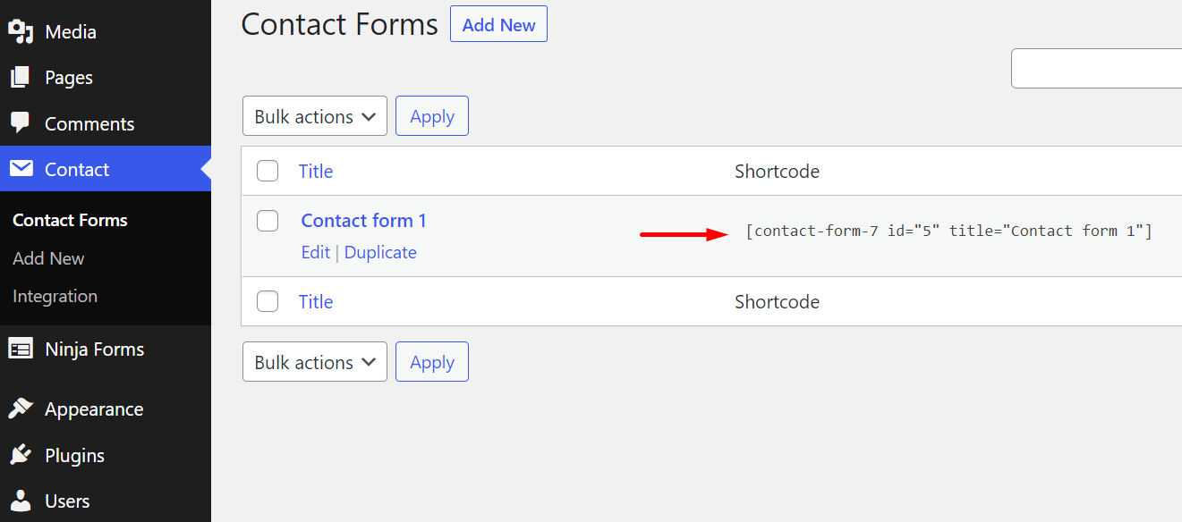 แบบฟอร์มการติดต่อ 7 กับแบบฟอร์มนินจา: การเปรียบเทียบโดยละเอียด 3 Contact form 7 shortcodes
