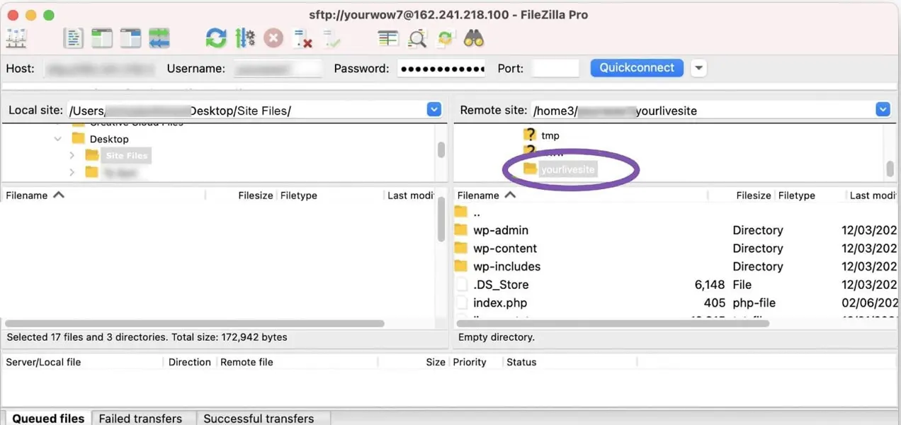 файлы сайта, как показано в filezilla