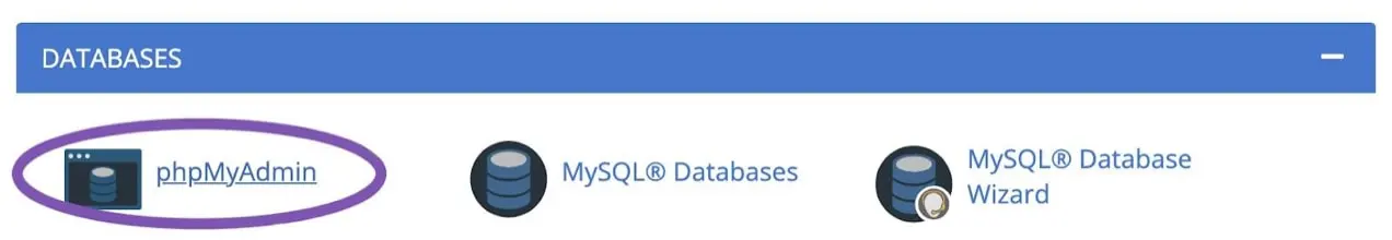 phpMyAdmin в cpanel