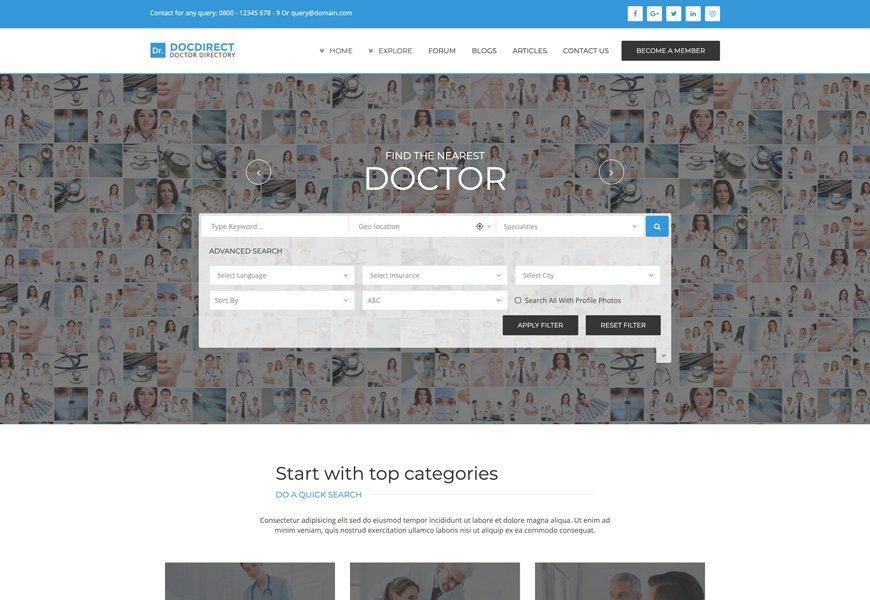 DocDirect - tema WordPress direktori dokter