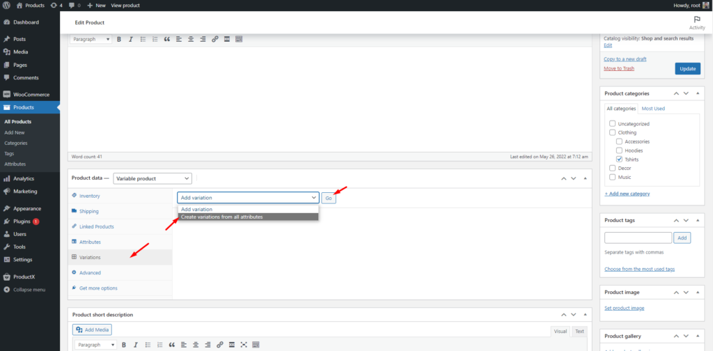 Memperkenalkan Addon Swatch Variasi WooCommerce untuk ProductX 8 Create variations from all attributes