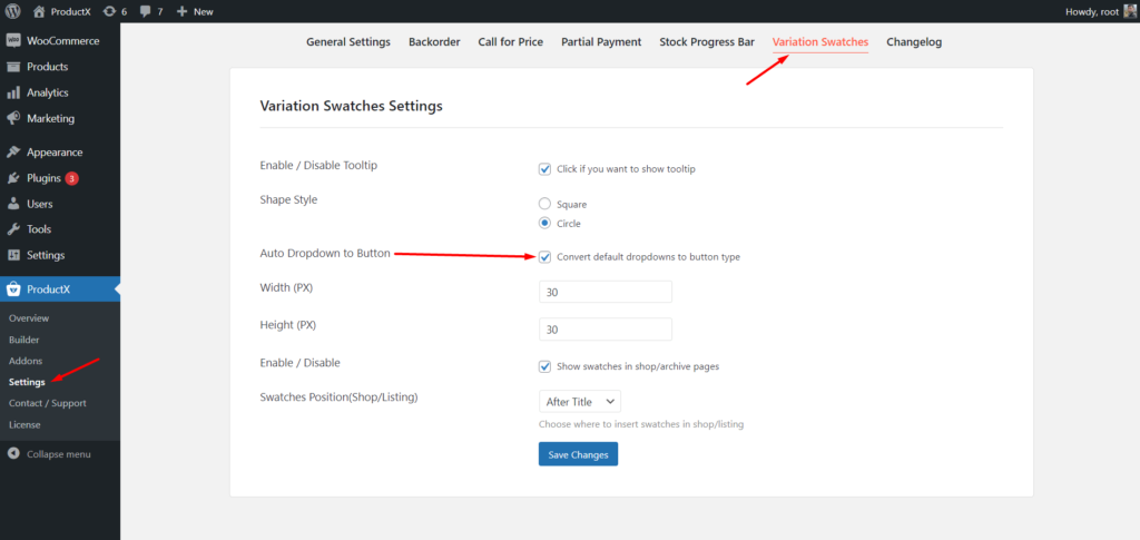 Memperkenalkan Addon Swatch Variasi WooCommerce untuk ProductX 4 Dropdown to Swatches