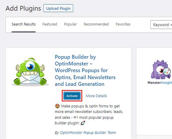 Activar un complemento de WordPress