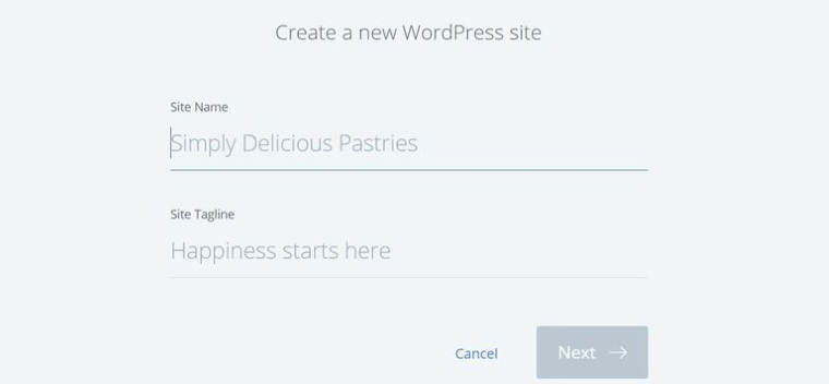 Crear nuevo sitio de WordPress