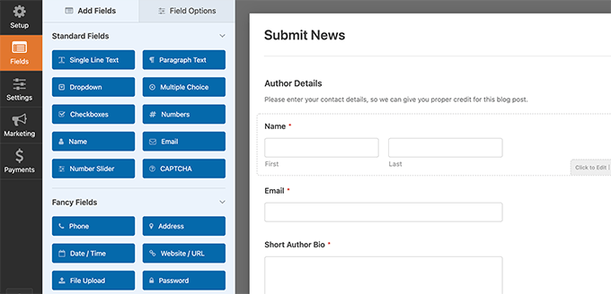 Modifica modulo di invio post Edit post submission form