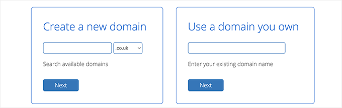 Scegli il nome di dominio Choose domain name