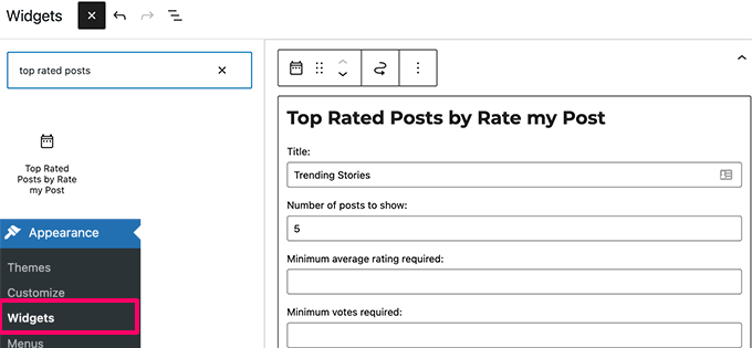 Widget dei post più votati Top rated posts widget