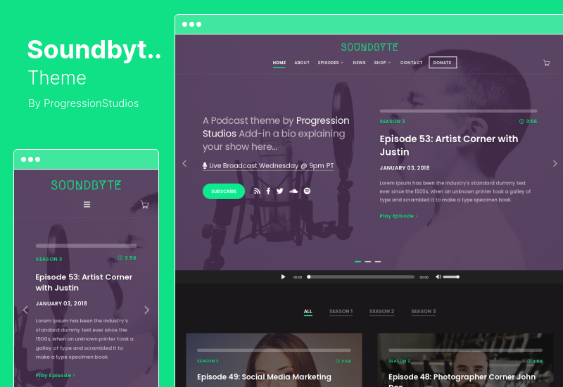 Thème Soundbyte - Thème WordPress Podcast Audio