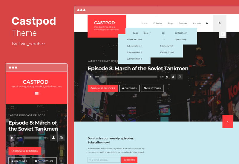 Thème Castpod - Un thème WordPress professionnel pour les podcasts audio