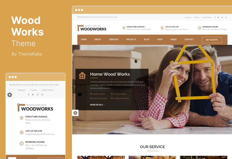 Tema per lavori in legno - Tema WordPress per affari di falegname artigiano