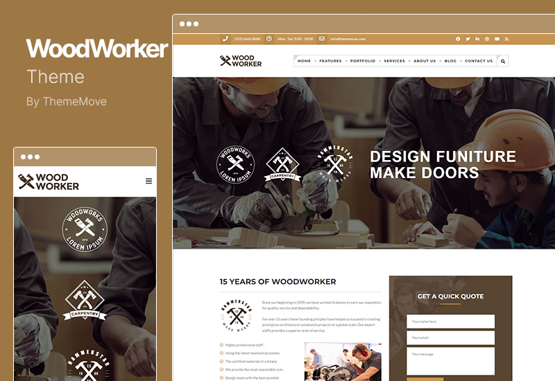 Tema WoodWorker - Tema WordPress per il servizio di falegnameria