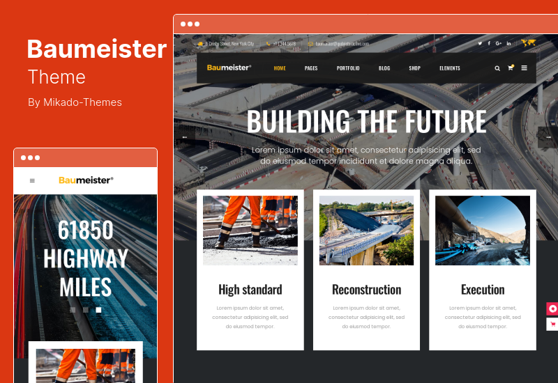 Tema Baumeister - Tema WordPress per la produzione industriale