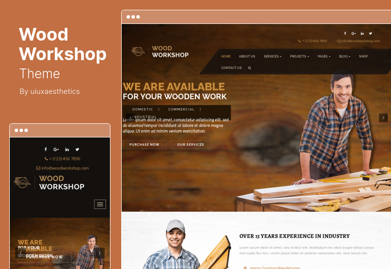Tema del laboratorio del legno - Tema WordPress del falegname artigiano