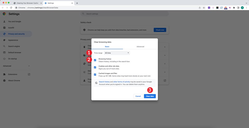 Pengaturan Cache Browser -WordPress layar putih