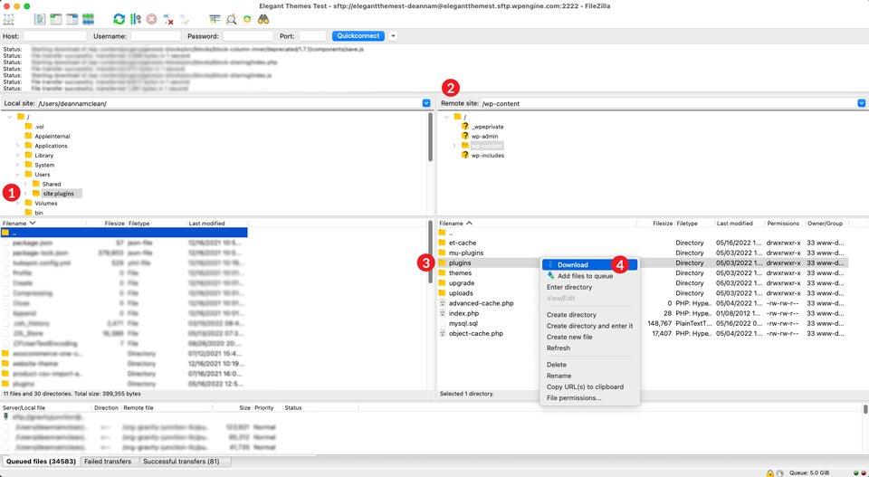 Unduh folder plugin Anda melalui FTP