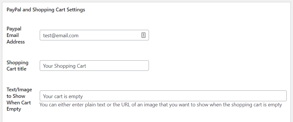 Configuración del complemento del carrito de la compra de PayPal